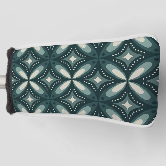 Retro Green Geometric Pattern Golf Head Cover (Front)