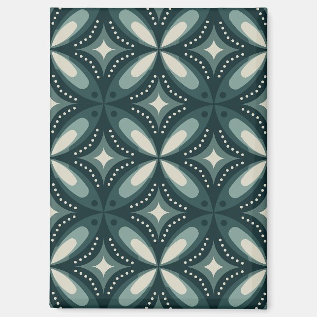 Retro Green Geometric Pattern Magnet (Front)