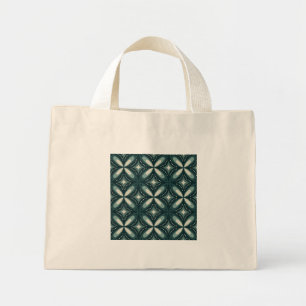 Retro Green Geometric Pattern Mini Tote Bag