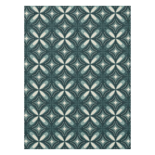 Retro Green Geometric Pattern Tablecloth (Front)