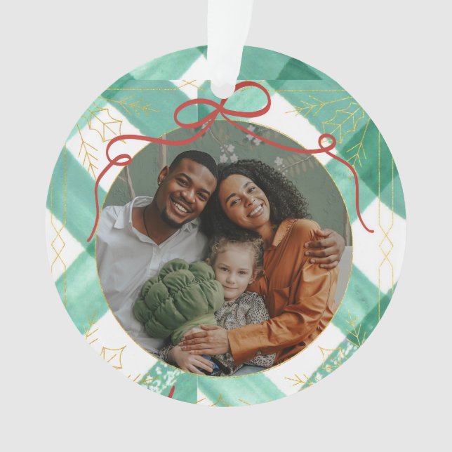 Retro green gingham ornament (Front)