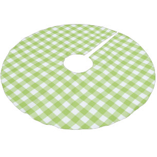Retro Green Gingham Plaid Checks Checkered  Brushed Polyester Tree Skirt