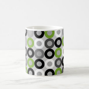 Retro Green Grey Black Mid Century Geometric Rings Coffee Mug