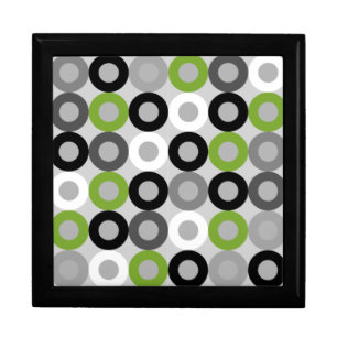 Retro Green Grey Black Mid Century Geometric Rings Jewelry Box