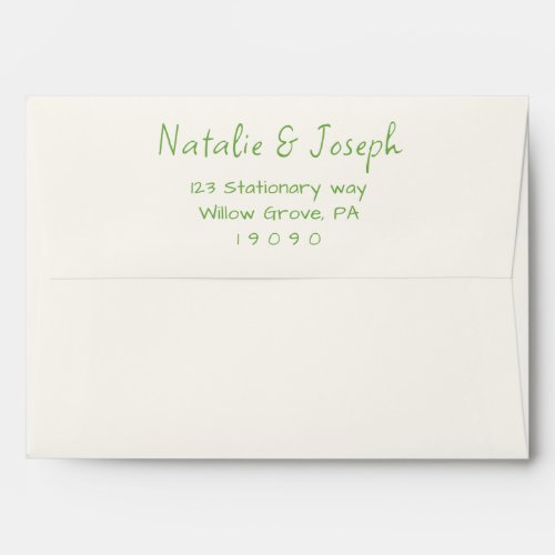 Retro Green Hand_Written Bright Fun Modern Wedding Envelope