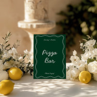 Retro Green Handwritting Pizza Bar Tabletop Sign