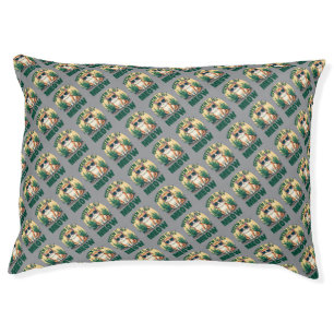 Retro "Green Is The New Meow" Cool Cat Nature Art Pet Bed