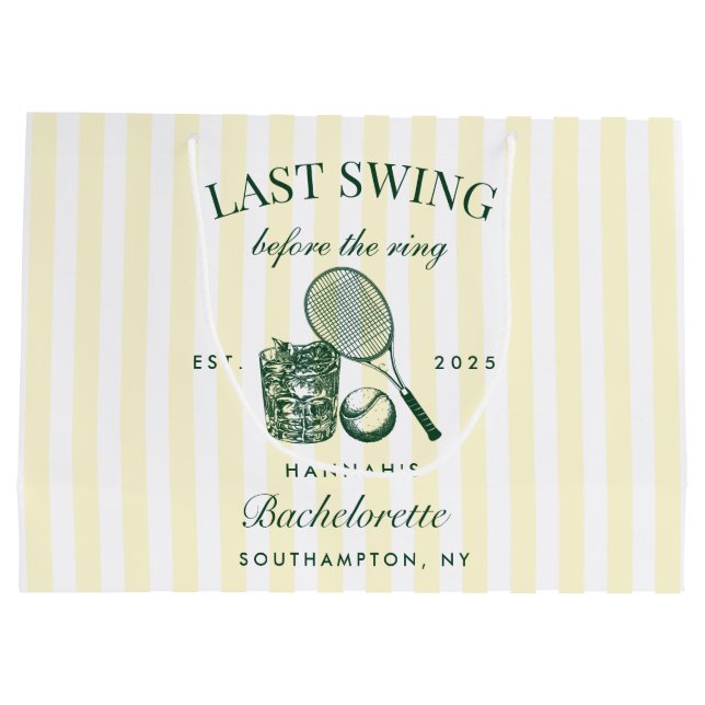 Retro Green Last Swing Before The Ring Tennis Bach Large Gift Bag (Back)