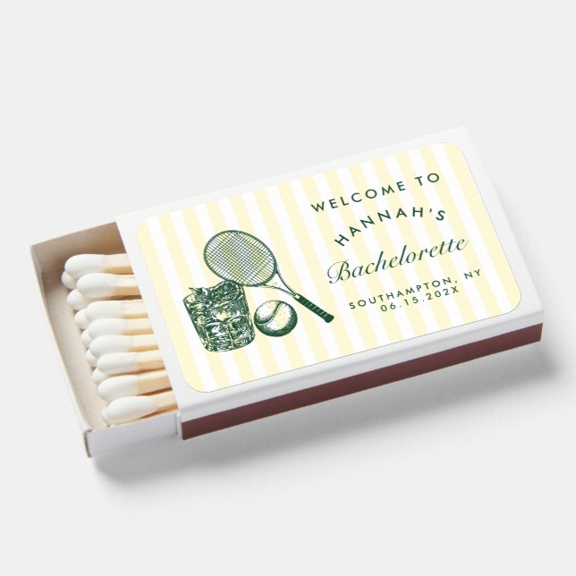 Retro Green Last Swing Before The Ring Tennis Bach Matchboxes (Front Open)