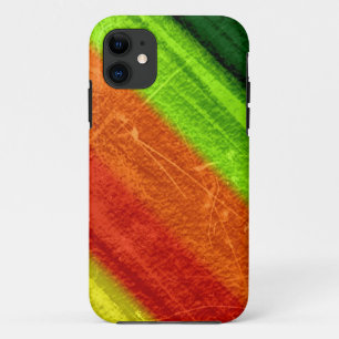Retro green lime orange red yellow grunge stripes iPhone 11 case