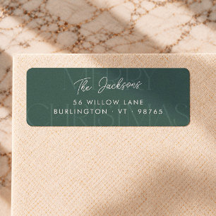 Retro Green Merry Christmas Return Address Label