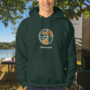 Retro green Mountain Adventure Camping Hoodie