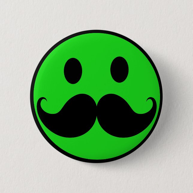 Retro Green Mustache Moustache Stache Button (Front)