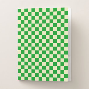 Retro Green Off White Checks Checkerboard Pattern Pocket Folder
