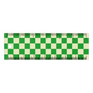 Retro Green Off White Checks Checkerboard  Ruler