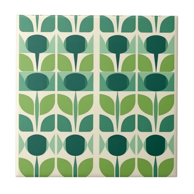 Retro green ogee ceramic tile (Front)