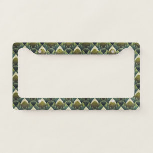 Retro Green Olive Geometric Art Pattern License Plate Frame