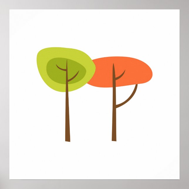 Retro Green Orange Trees Poster (Front)