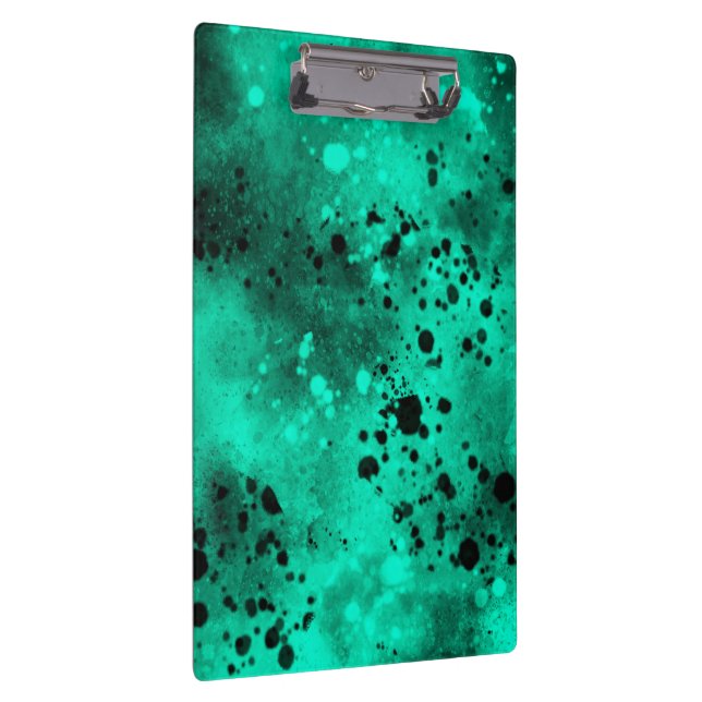 Retro Green Paint Splatter Clipboard (Right)
