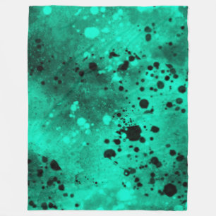 Retro Green Paint Splatter Fleece Blanket