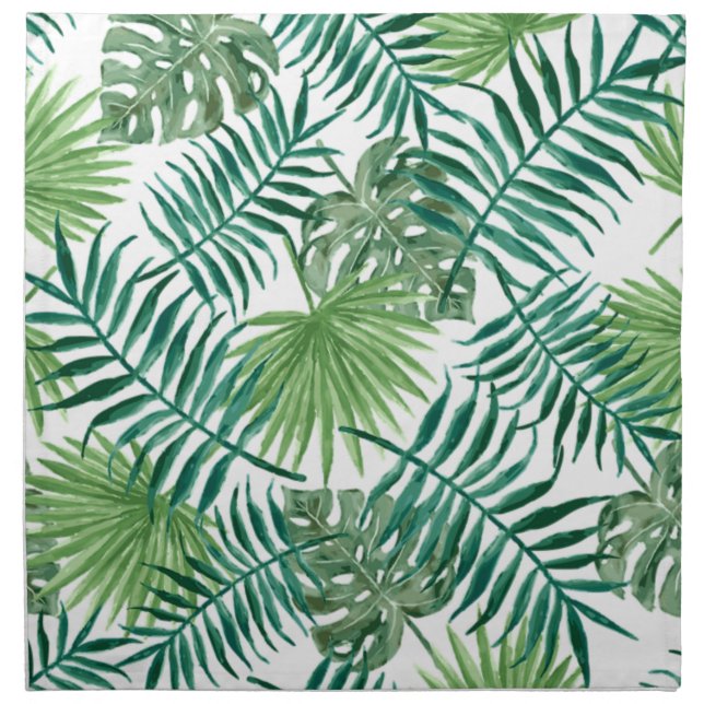 Retro Green Palm Leaves Style Pattern Design Cloth Napkin (Front)