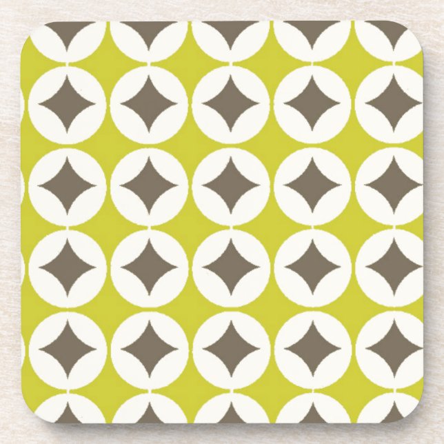 Retro Green Pattern Coaster (Front)