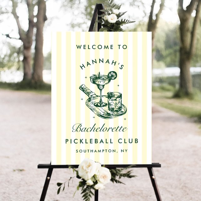 Retro Green Pickleball Bach Weekend Welcome Sign (Creator Uploaded)