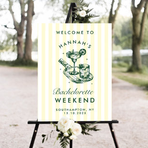 Retro Green Pickleball Bachelorette Welcome Sign