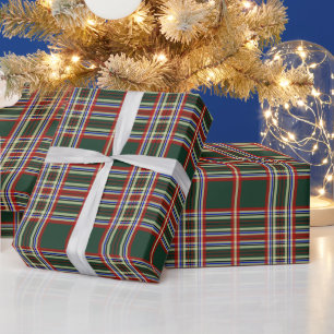Retro Green Plaid Christmas Gift Wrapping Paper