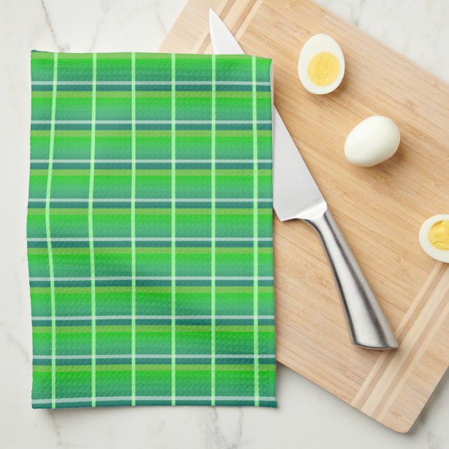 Retro Green Plaid Pattern Kitchen Towel (Quarter Fold)