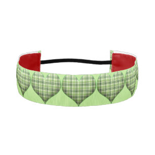 Retro green plaid puffy heart St Patrick retro Athletic Headband