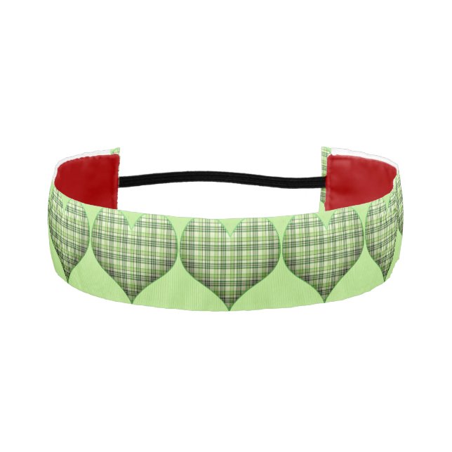 Retro green plaid puffy heart St Patrick retro  Athletic Headband (Front)