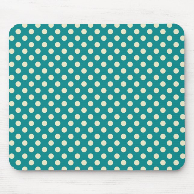 Retro Green Polka Dot Mousepad (Front)