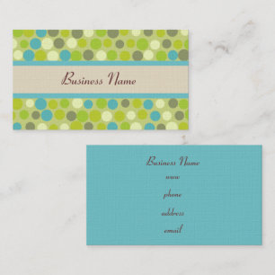 Retro Green Polka Dots Business Cards
