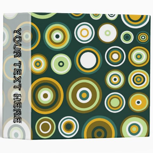 Retro green polka dots seamless graphic design 3 ring binder