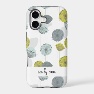 Retro Green Poppies Flowers Pattern iPhone 17 Case