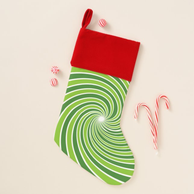 Retro Green Psychedelic Swirl Christmas Stocking (Front)