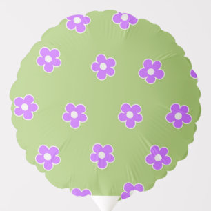 Retro Green Purple Floral Simple Flower Pattern Balloon