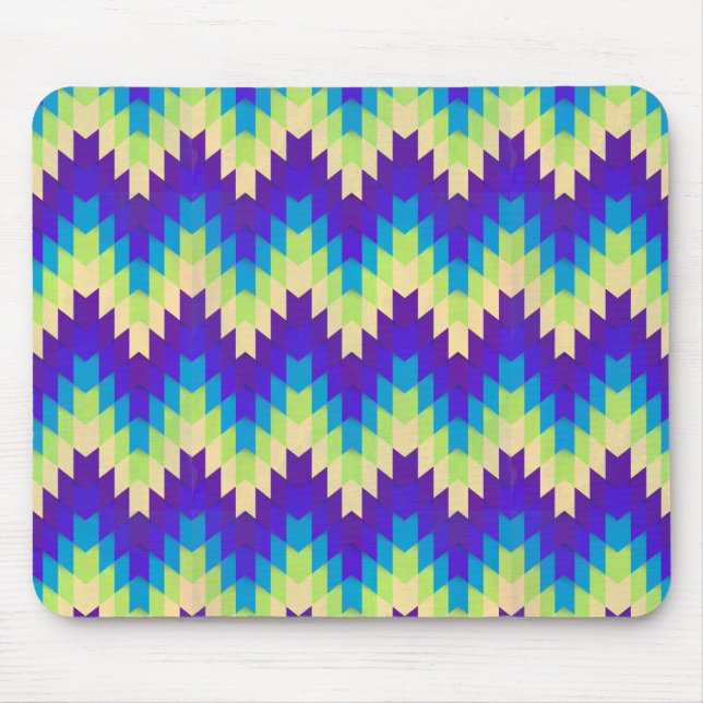 Retro Green & Purple Wacky Geometric Pattern Mouse Pad (Front)