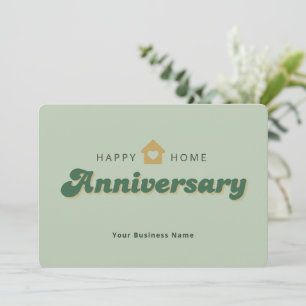 Retro Green Real Estate Home Anniversary QR Code Card