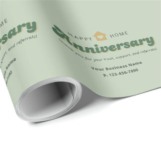 Retro Green Real Estate Home Anniversary Thank You Wrapping Paper