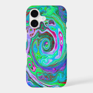 Retro Green, Red and Magenta Abstract Groovy Swirl iPhone 17 Case