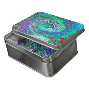 Retro Green, Red and Magenta Abstract Groovy Swirl Jigsaw Puzzle