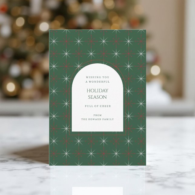 Retro Green Red Mid Century Modern Holiday Card (Creator Uploaded)