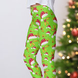 Retro Green Red Santa Hat Holly Berries Christmas Leggings<br><div class="desc">This whimsical design was created using my hand painted holly and berries and classic Santa hat on a bright green background for a fun retro vibe!  Change out the background color for any color you choose in the design tool.  Original art by Malissa Melrose.</div>