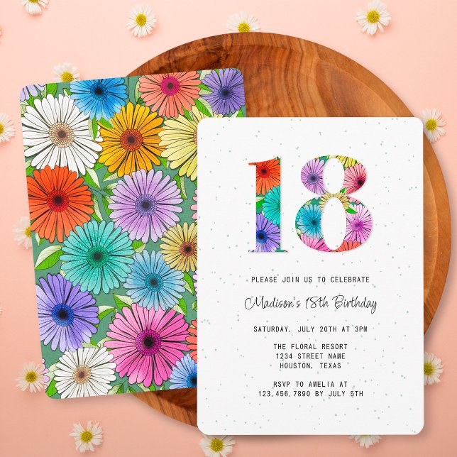 Retro Green Rustic Floral 18th Birthday Party Invitation (Creator Uploaded)