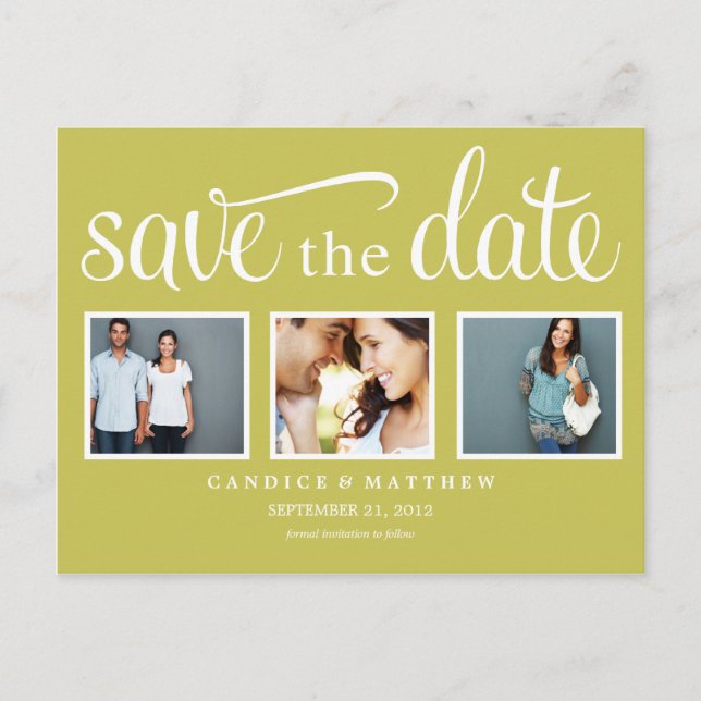 RETRO GREEN | SAVE THE DATE ANNOUNCEMENT POSTCARD (Front)
