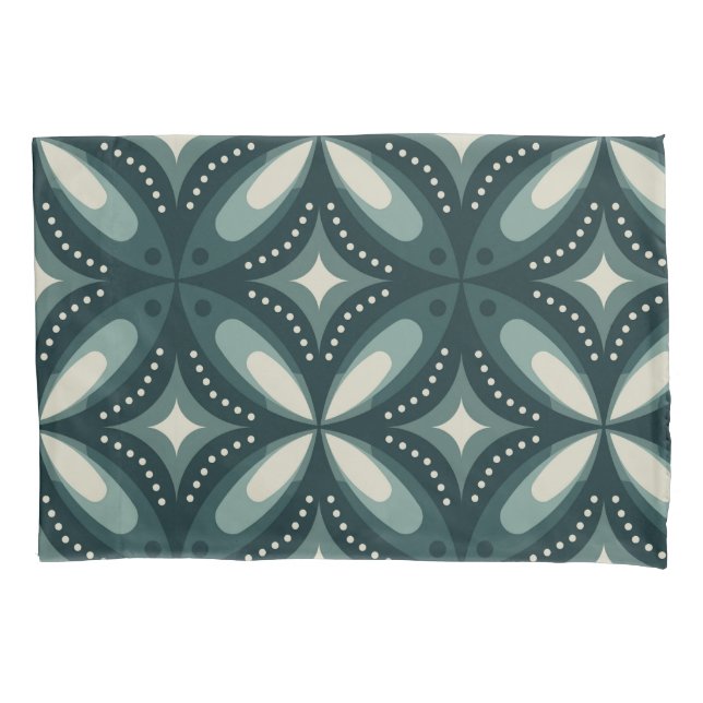 retro green shapes pillow case (Front-Left)