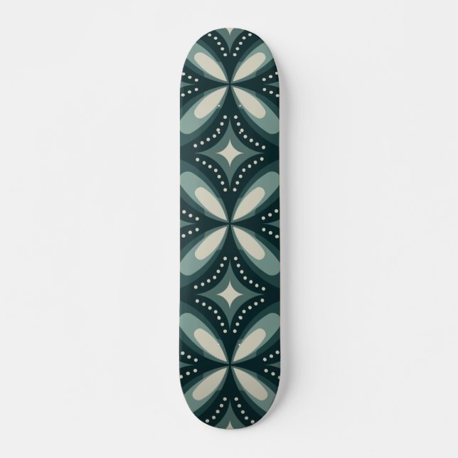 retro green shapes skateboard (Front)