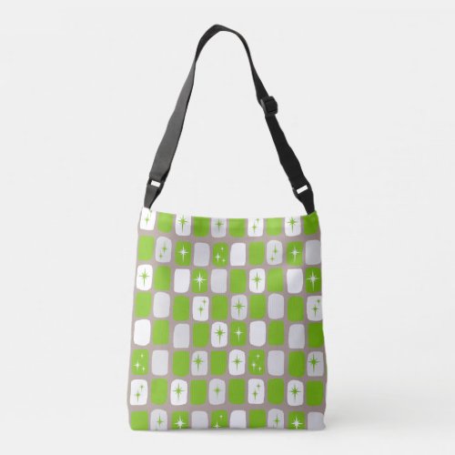 Retro Green Starbursts Cross Body Bag